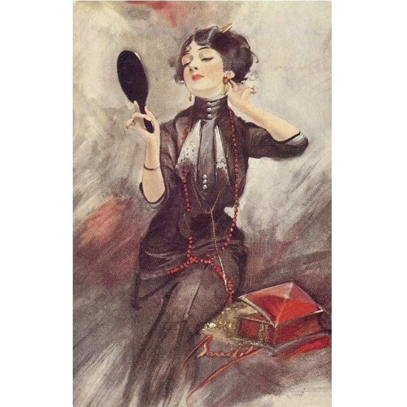 

5D Diy Diamond Embroidery Art Nouveau Woman Diamond Painting Full Drill Cross Stitch Mosaic Paintings Rhinestone Home Decor