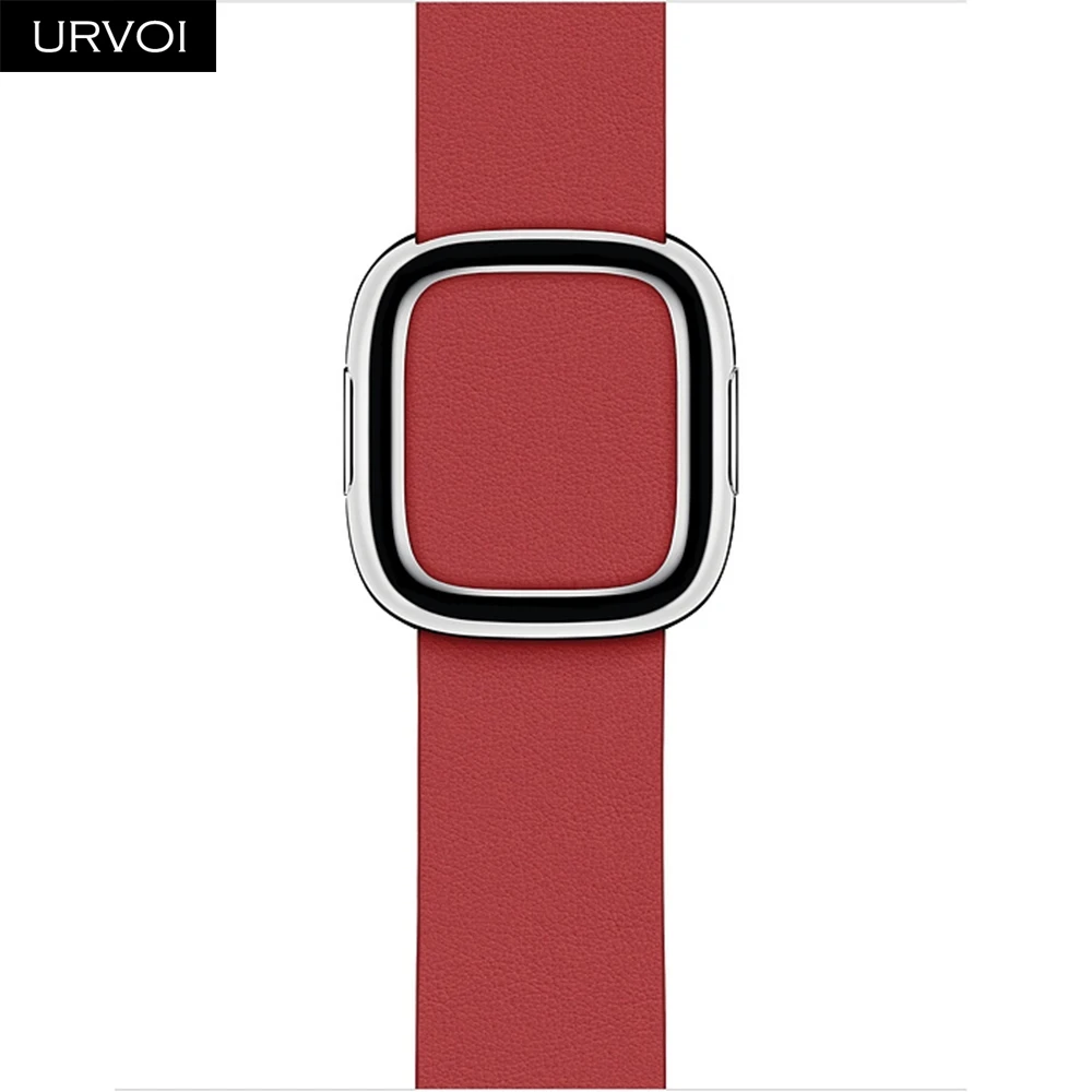Peony Red Современная Пряжка URVOI для apple watch 5, 4, 3, 2, ремешок 40 мм, ремешок для iwatch, мягкий гладкий верх, зернистая кожа, удобная на ощупь, новинка - Цвет ремешка: Peony Red