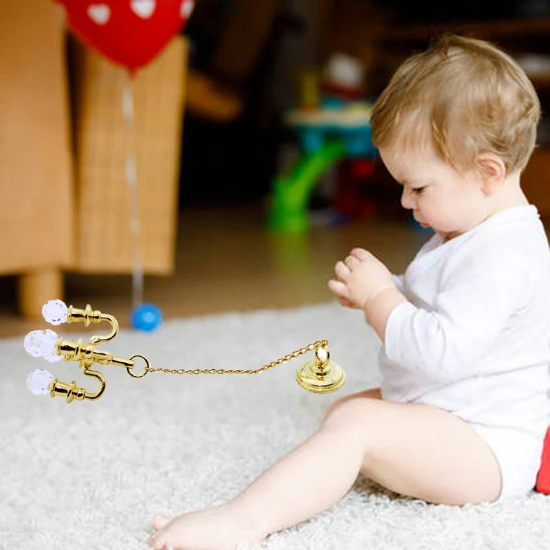 

1/12 Miniature Scene Model Mini Golden Crystal Chandelier for Dollhouse Simulation Mini Noble Elegant Living Room Party Decor
