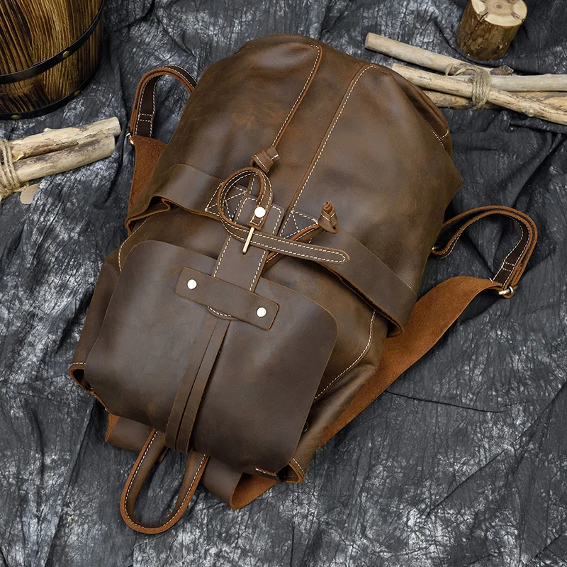 Crazy horse мужской рюкзак из натуральной кожи, деловая сумка для ноутбука, винтажный рюкзак для путешествий из коровьей кожи, мужской рюкзак, школьные сумки