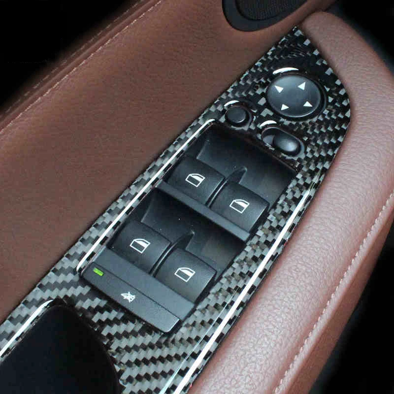 Carbon Fiber Car Door Armrest Widow Glass Lifter Button Frame Decorative Cover Trim For BMW X5 X6 E70 E71 Auto Accessories | Автомобили и