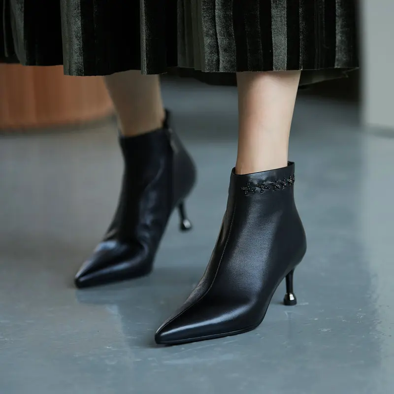 

Brand New Women Ankle Boots Genuine Leather Elegant Office Ladies Chelsea Boots Party Shoes Woman Warm Winter Boots