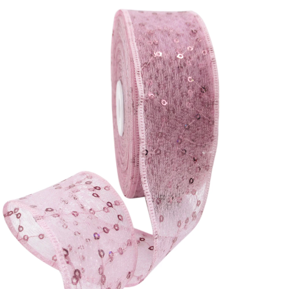 David accessories 48364(42 мм) и 59383(25 мм) газовая лента из органзы с блестками 25 ярдов, материалы ручной работы, 25Yc2546 - Цвет: 42mm