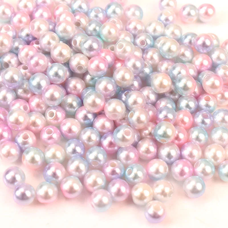 Круглые имитация радужных цветов пластиковые ABS жемчужные бусины для шитья