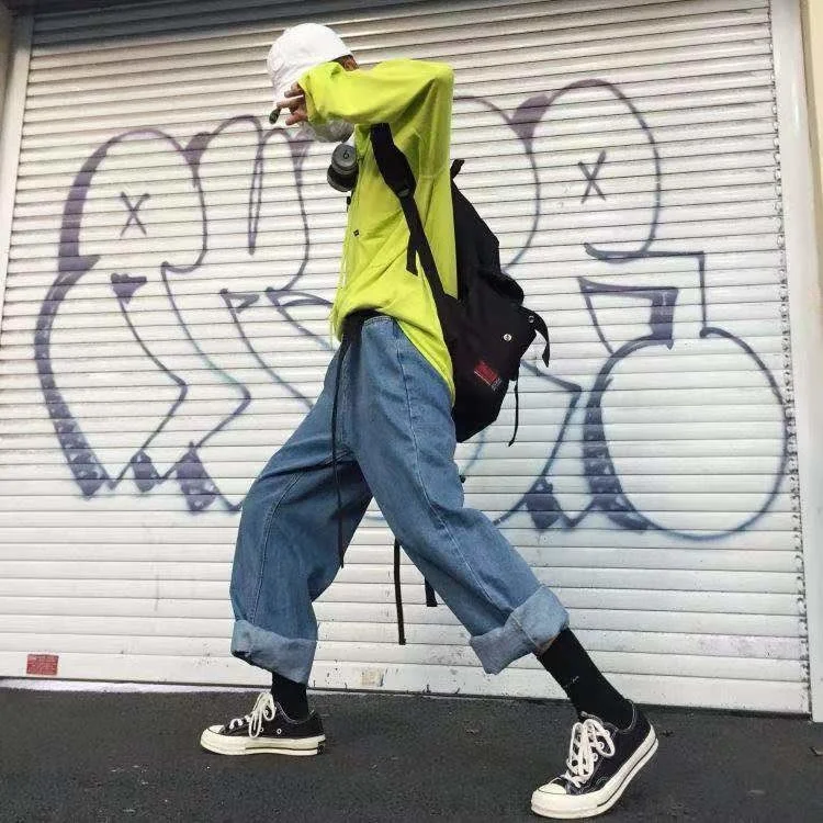 

Женские джинсы с широкими штанинами, свободные Осенние новые большие, для студентов