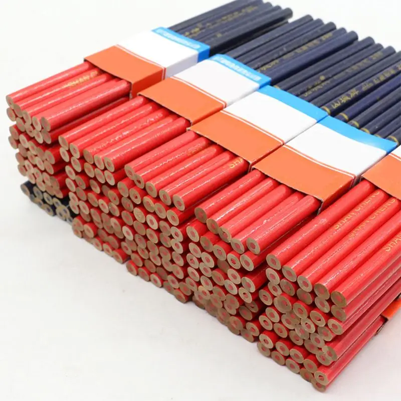 

10Pcs/Set Blue And Red Wire Round Carpenters Pencils For Woodworking Core Marker