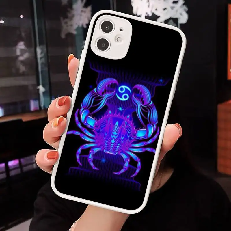 

Zodiac Sign fashion shine Phone Case Matte Transparent for iPhone 7 8 11 12 s mini pro X XS XR MAX Plus cover funda