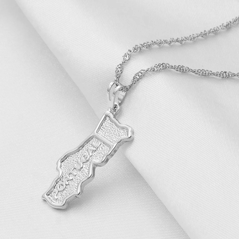 Anniyo карта Португалии серебряное ожерелье с подвеской Цвет ювелирные изделия