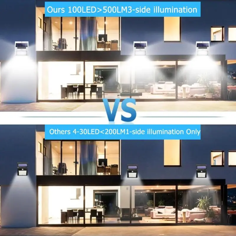 100 светодиодный солнечный светильник на открытом воздухе движения PIR Сенсор