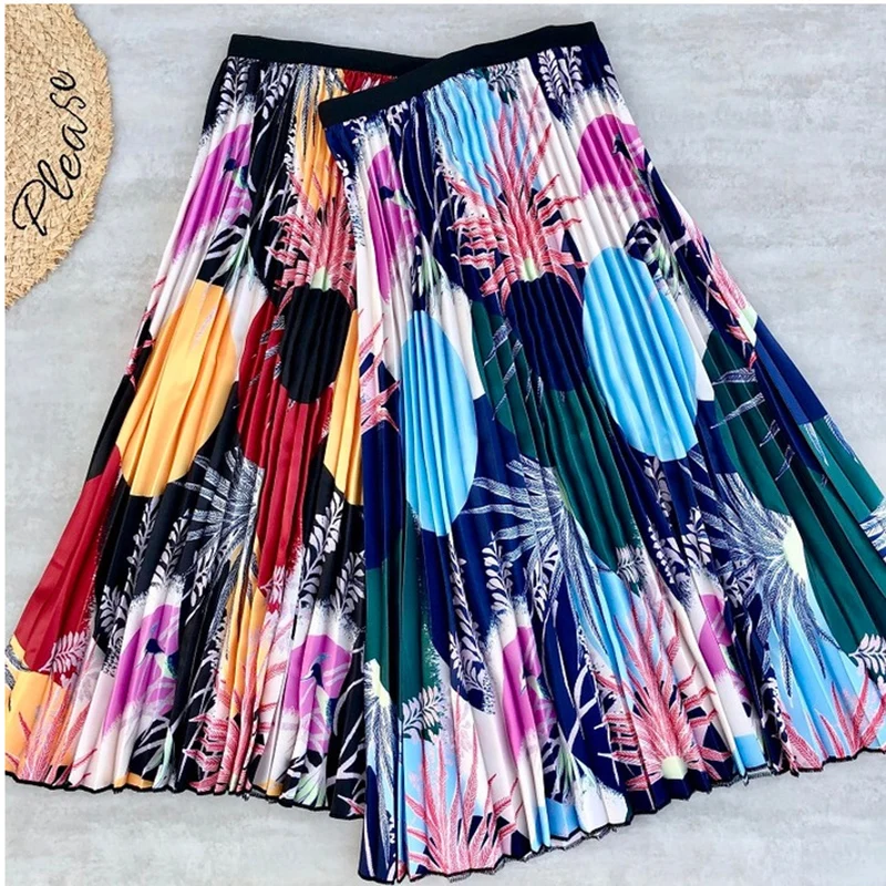 Женская длинная Плиссированная юбка трапециевидная до середины икры в