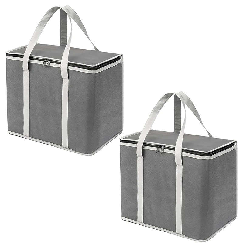 

Insulated Reusable Grocery Bags - Heavy Duty Shopping Bag - Tote Cooler - Sturdy Zipper & Handles - Great for Groceries, Picnic,
