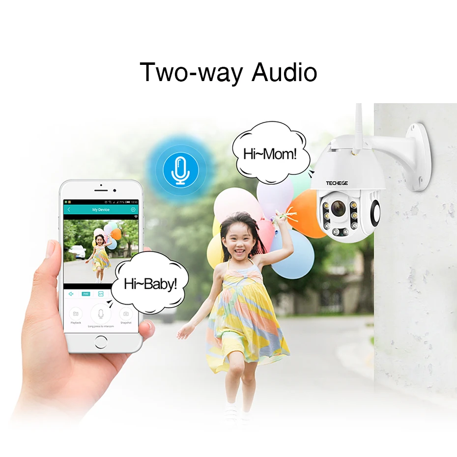 Techege HD 1080P Беспроводная IP камера CCTV AI обнаружения человека Pan Tilt Intercom 2MP камера безопасности TF хранение Открытый водонепроницаемый