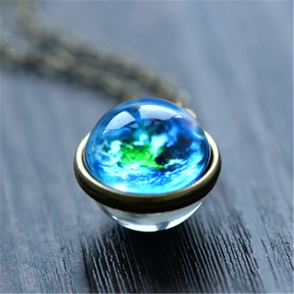 Новинка 2019 двусторонний кулон Nebula Galaxy ожерелье с изображением планеты вселенной