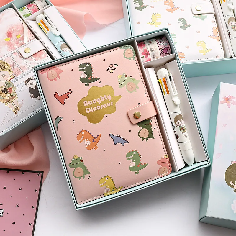 

Kawaii Dinosaur Notebook Cartoon Planner Set Sticker Gel Pen Set School Stationery Office Stationery Students Present