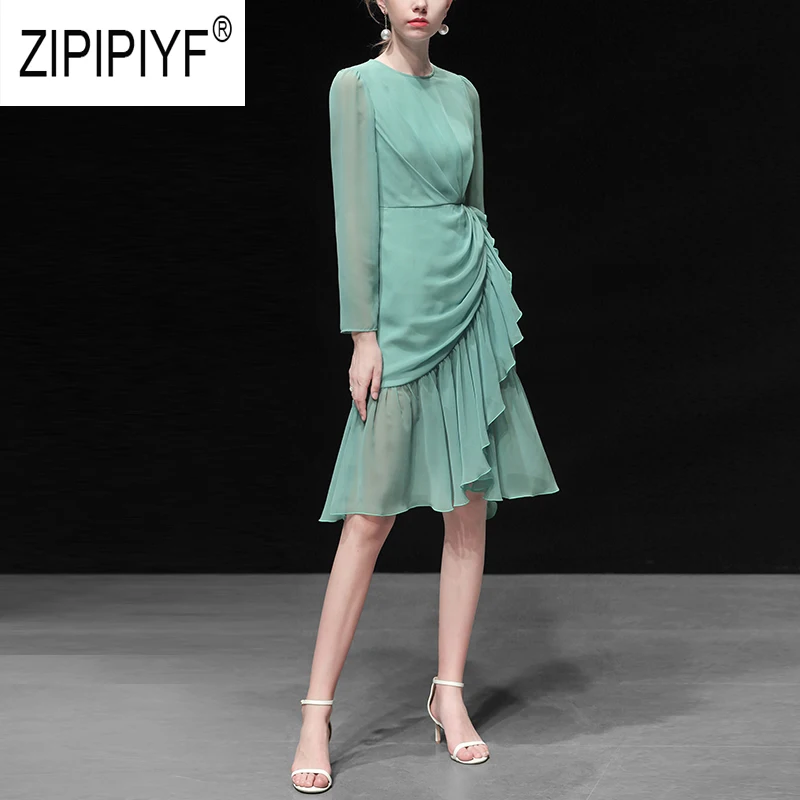 Элегантные модные женские платья с круглым вырезом и длинным рукавом посмотрите