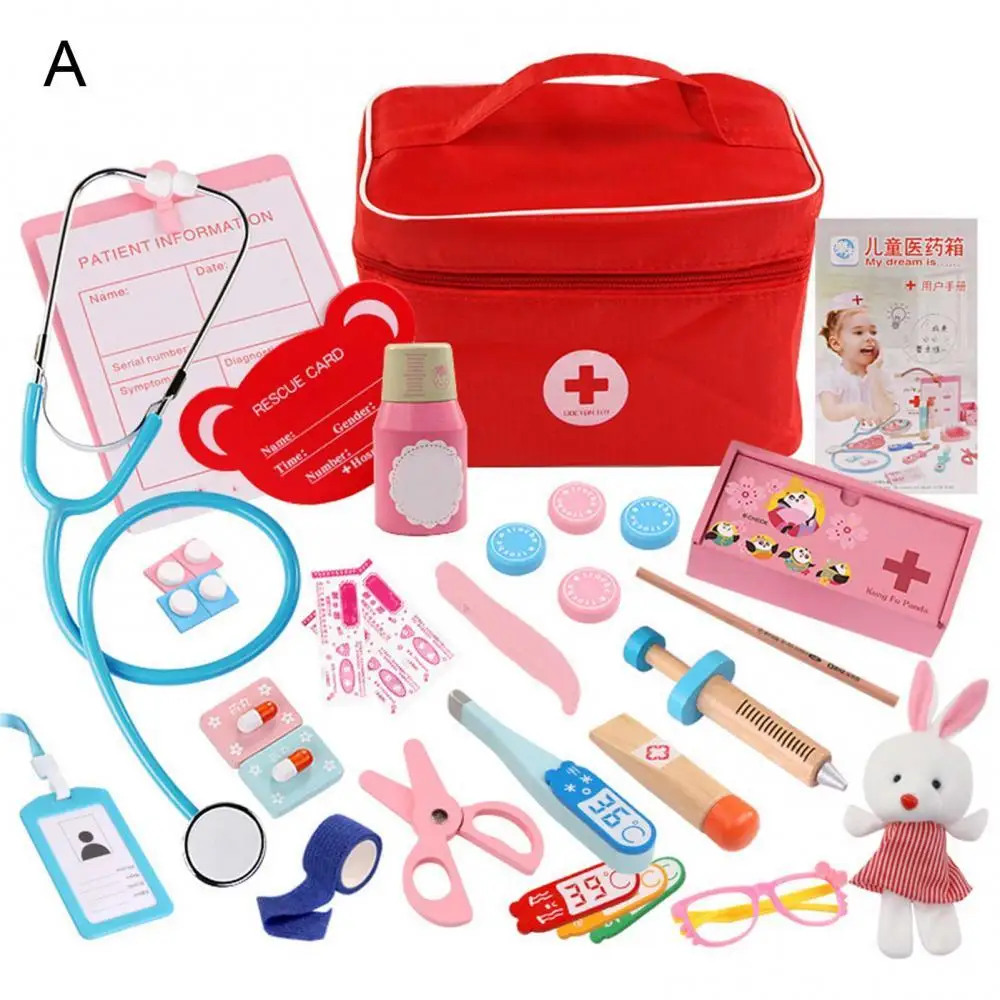 

Kids Wooden Simulation Girl Doctor Nurse Stethoscope Medicals Kit Play House Toy