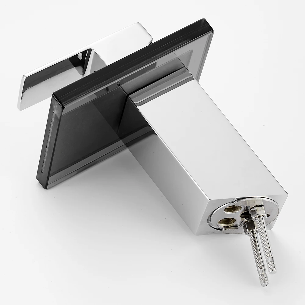 Стеклянный кран для ванной комнаты с водопадом черное стекло на бортике Твердый