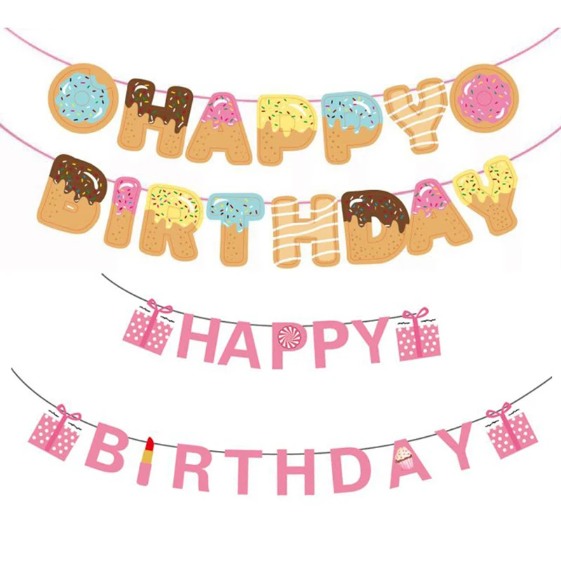 Флаг на день рождения, баннер с мультяшными животными, бумажные флажки, украшение для детского дня рождения, товары для детского праздника