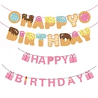 Флаг на день рождения, баннер с мультяшными животными, бумажные флажки, украшение для детского дня рождения, товары для детского праздника