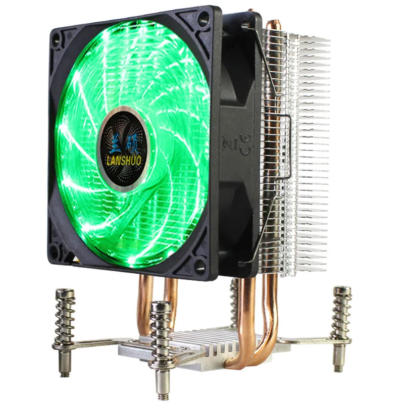 Кулер для процессора с RGB-светодиодами 2011 контактов 2 тепловые трубки 12 В 9 см