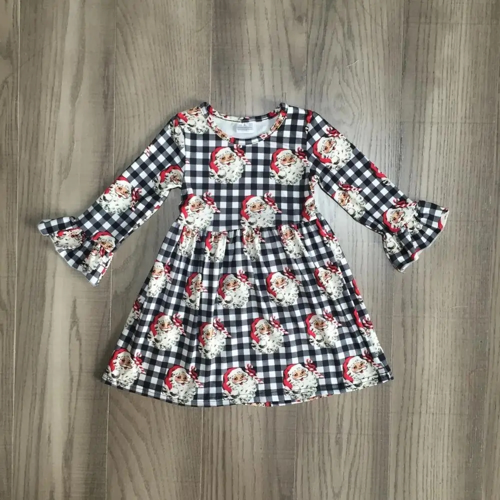 Рождественская детская одежда для девочек хлопковое осенне зимнее клетчатое