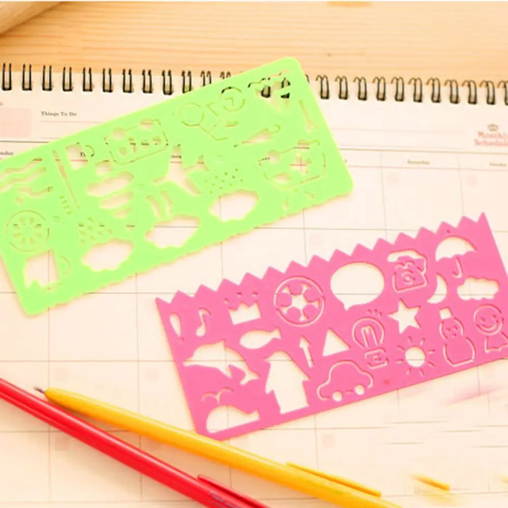 4Pcs Multi Purpose Plastic Art Cartoon Drawing Ruler Stencil Craft DIY For School Painting | Канцтовары для офиса и дома