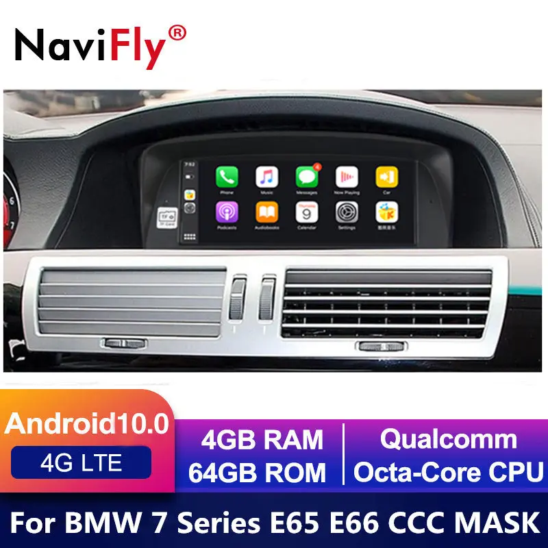 4G LTE Android 10 Автомобильный GPS навигатор для BMW 7 серии E65 E66 2001 2002 2003 2004-2008 CCC маска
