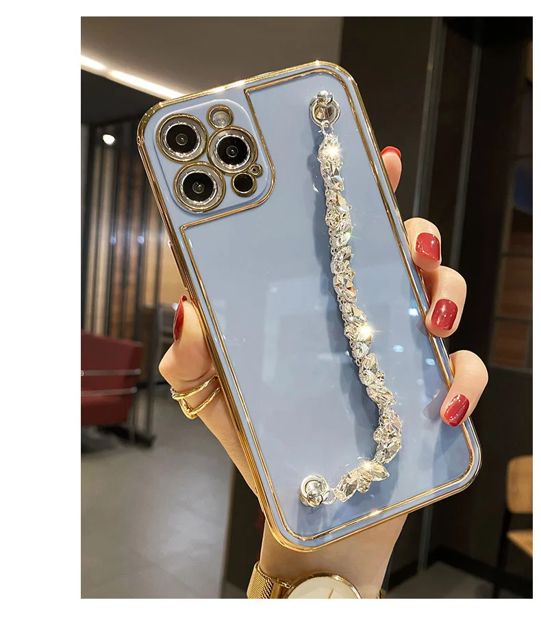 

Suitable for iPhone 12 Pro Case Bling Rhinestone Diamond Bracelet Chain Cover For iPhone 13 12 11 Pro MAX XR XS 7 8 Plus
