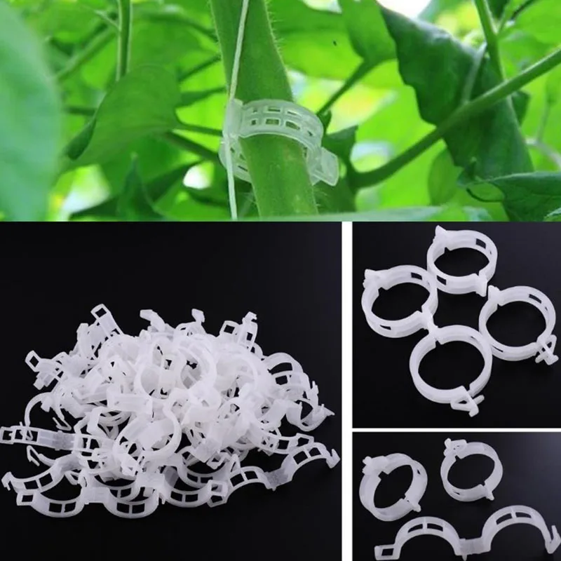 

New 50 Pcs Plastic Plant Support Clips for Tomato Hanging Trellis Vine Connects Plants Greenhouse Vegetables Garden Ornament