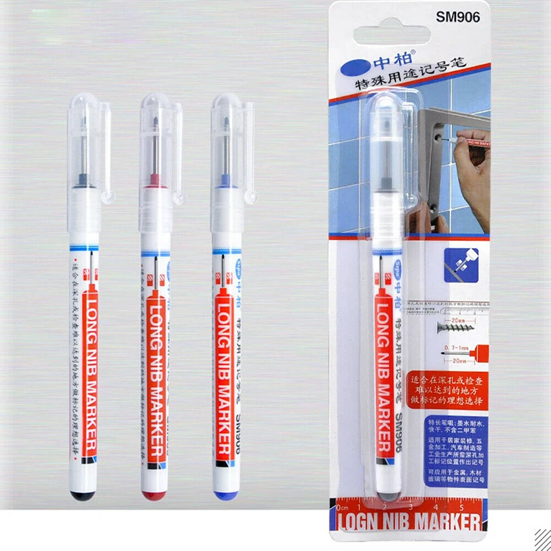 Hot Sale 1pc 3 Color Long Head Markers Bathroom Woodworking Decoration Multi-purpose Waterproof Deep Hole Marker Pens Dropship | Дом и сад