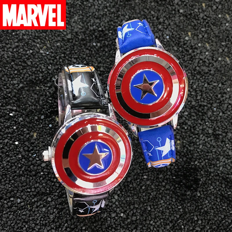 

Disney Captain America Flip Lid Watch Cartoon Anime Figure Marvel The Avengers Children Quartz Watches Boy Watch Gift Kids Toy