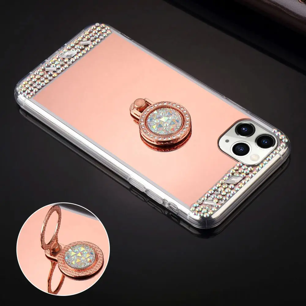 LAPOPNUT Розовое Золото Блестящий Алмазный Бампер зеркальный чехол для Iphone 11 Pro Xs Max Xr
