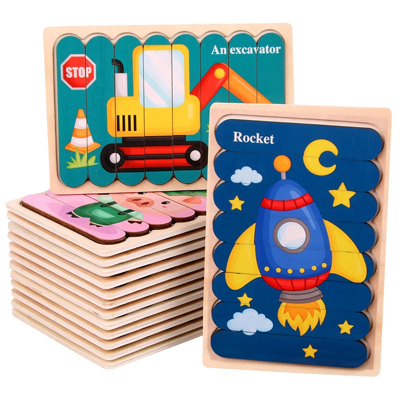 

Детская игрушка по методике Монтессори, двухсторонний пазл с полосками, рассказывающий историю, укладываемый пазл, развивающая игрушка, ро...