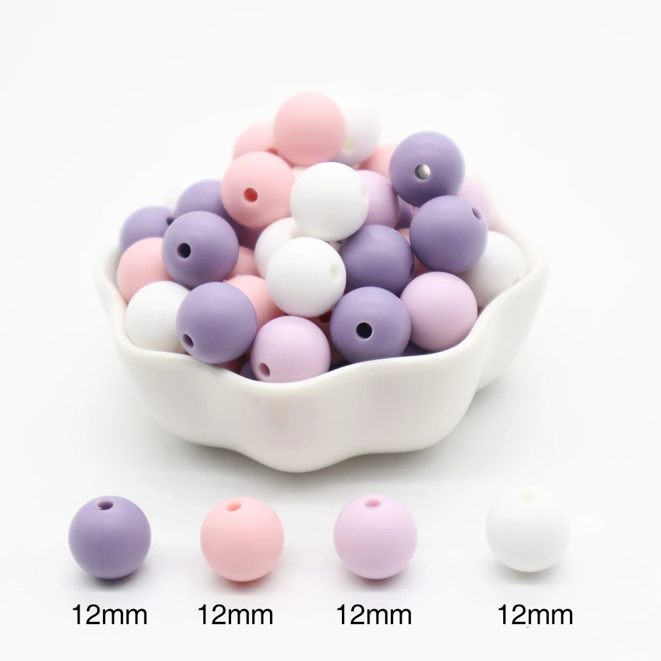12mm 40pc 01 40 шт. 12 мм круглые силиконовые бусы для прорезывания зубов детские бусы Прорезыватель для зубов для кормления, сделай сам, ювелирное изделие Еда Класс силиконовый для сосок, зажим, аксессуары - Color: 12mm 40pc 01