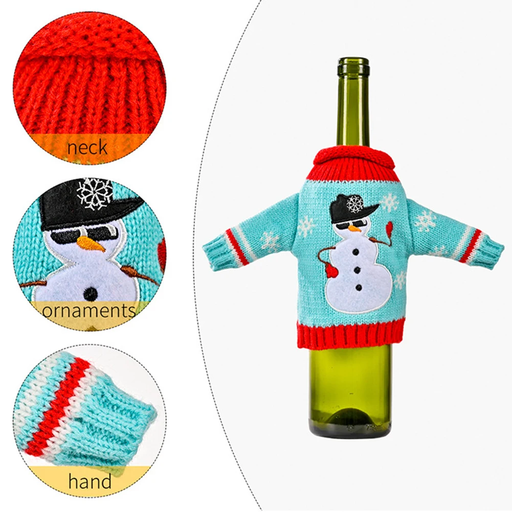 

New mini small Apron bottle Red Wine Cover Christmas Bow Pinafore Red Wine Bottle Bag Christmas Clothes Shaped Wine Cover Decor