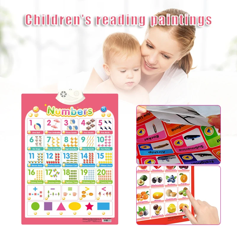 Электронная Интерактивная алфавитная настенная диаграмма говорящая ранняя обучающая фотография для детей младшего возраста SP99