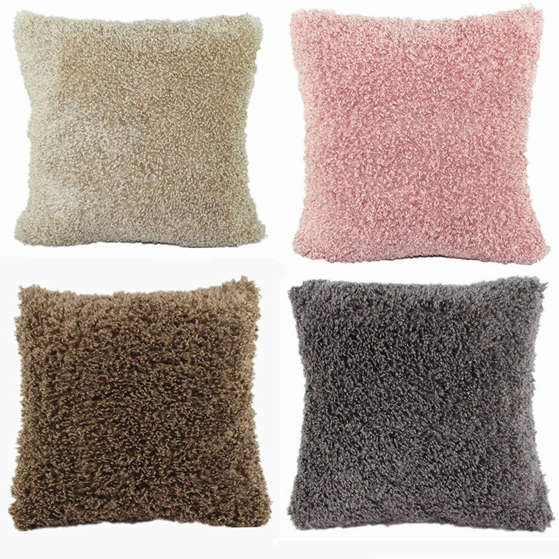 Мягкий плюшевый чехол для подушки чистый цвет декор стула чехлы подушек дивана
