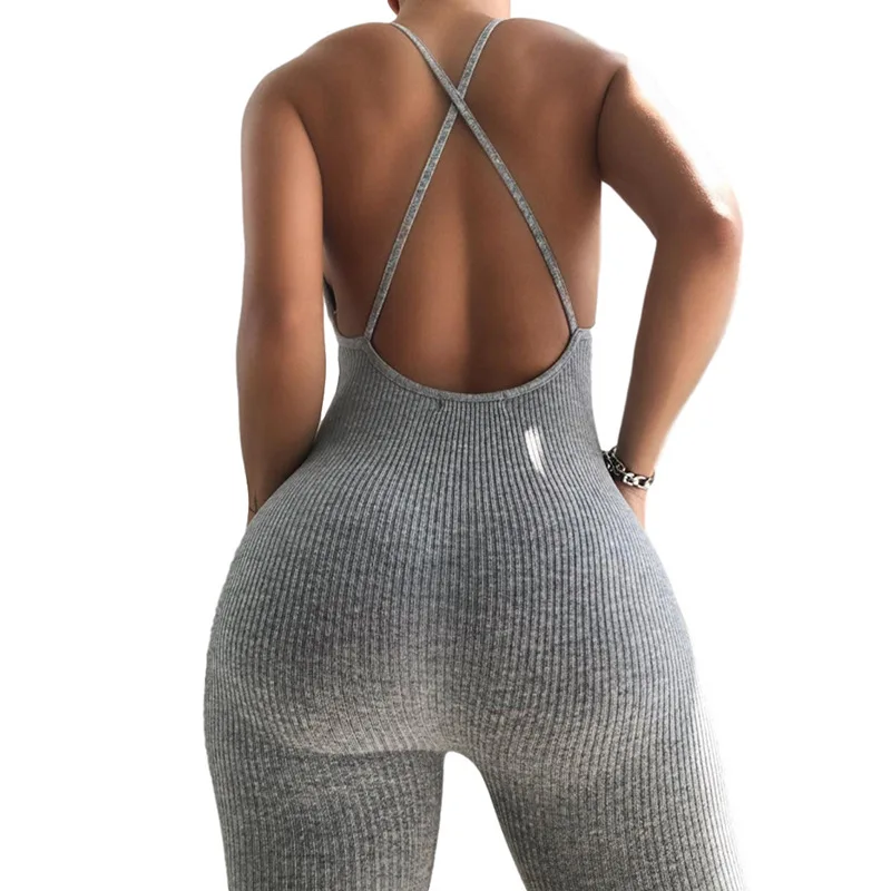 

ChocoMist Jumpsuits Stylish Deep V Neck Solid One-piece Jumpsuit