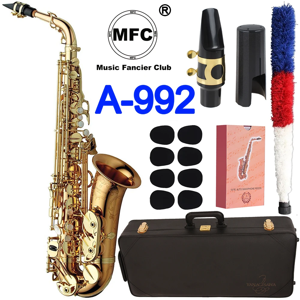 

Brand New Elegant Sound MFC Alto Saxophone A-992 A-WO20 Gold Lacquer Sax Alto Mouthpiece Reeds Neck Musical Instrument