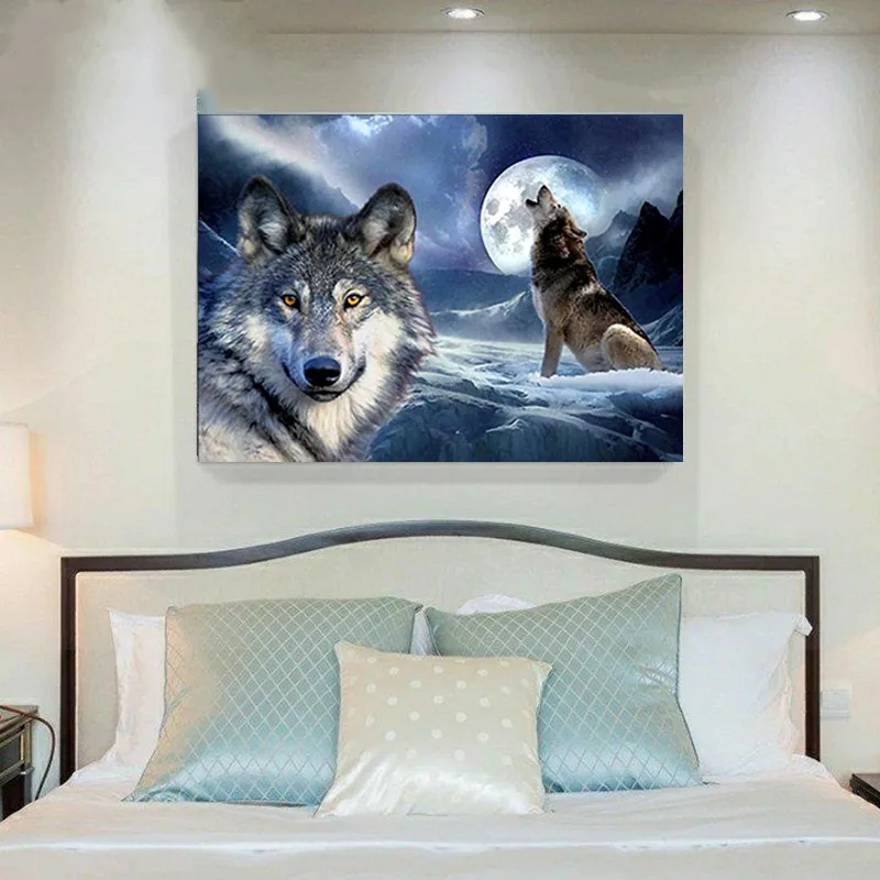 

5D DIY Diamond Painting Wolf Animal Cross Stitch Diamond Round Embroidery Full Exhibition Rhinestone Picture Home Decoration