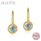 Женские сережки ALLNOEL, сережки-кольца из синтетического зеленого аметиста с 925 пробы, 2020