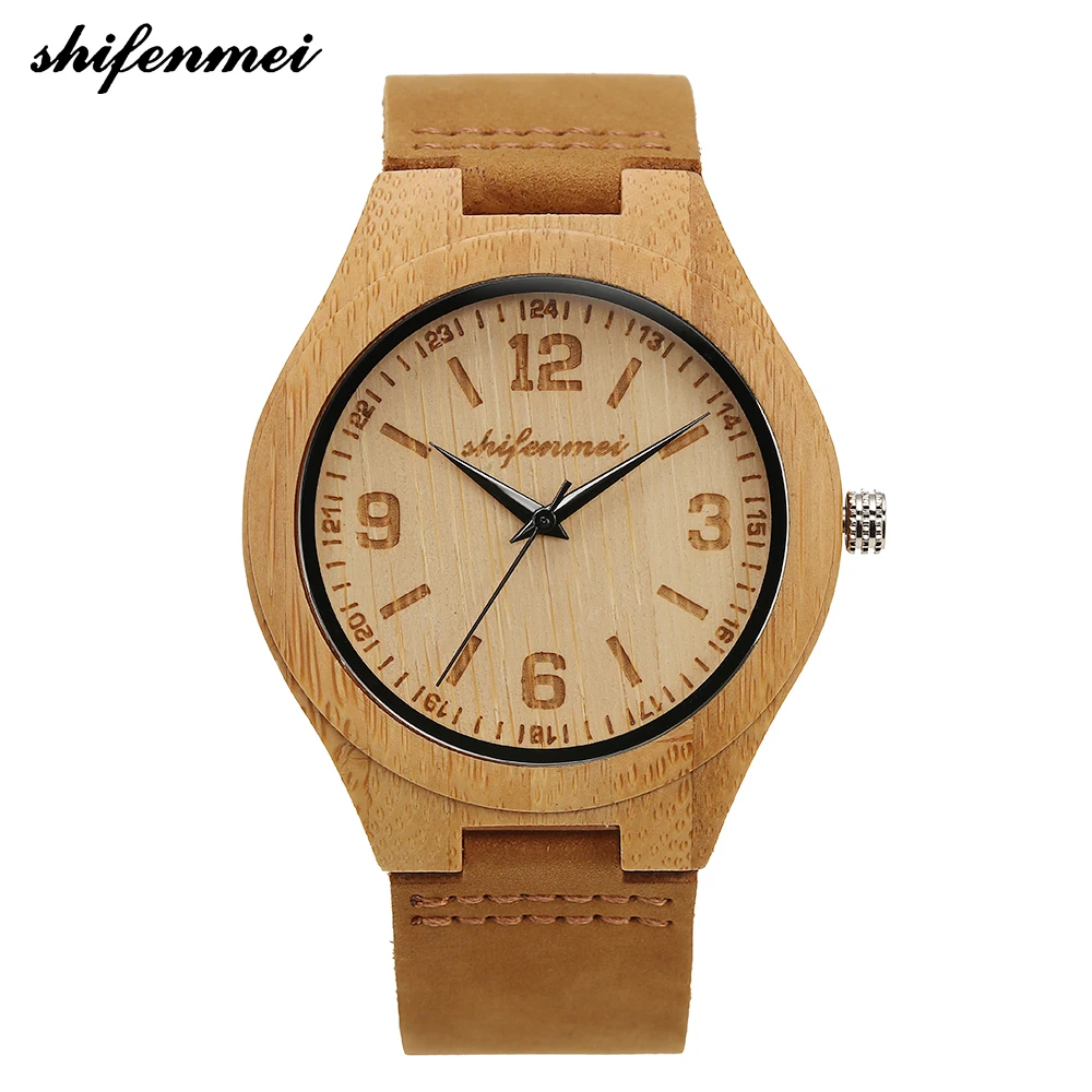 

Shifenmei Retro Wood Watch Men Bamboo Watches Leather Military Sports Clock Unisex Quartz Wrist Watch relogio feminino 2140