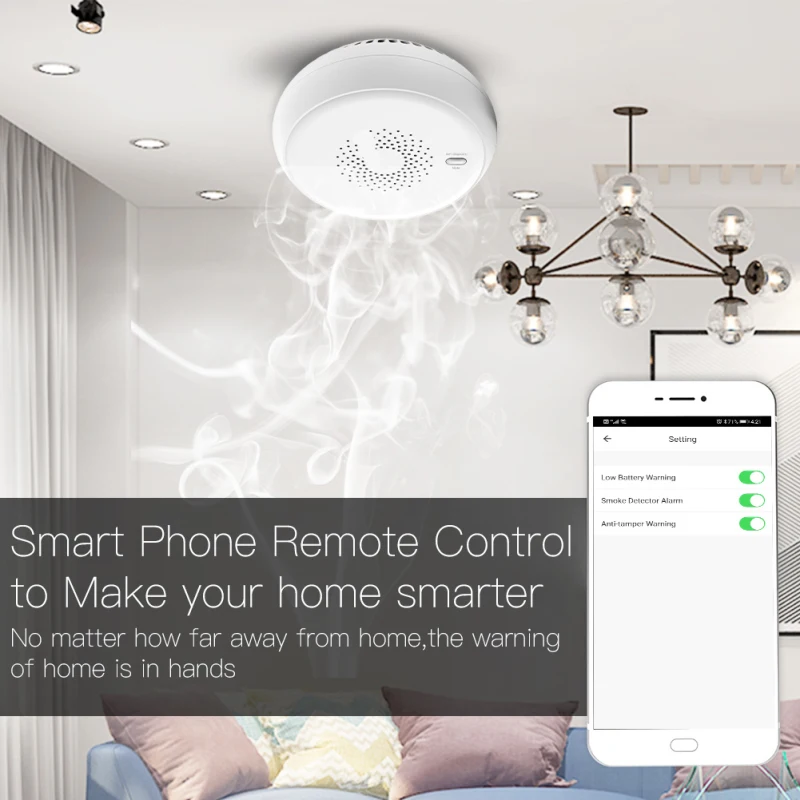 tuya zigbee smoke detector sensor smart home system 2 4ghz high sensitivity safety prevention sensor tuya app smoke alarm free global shipping