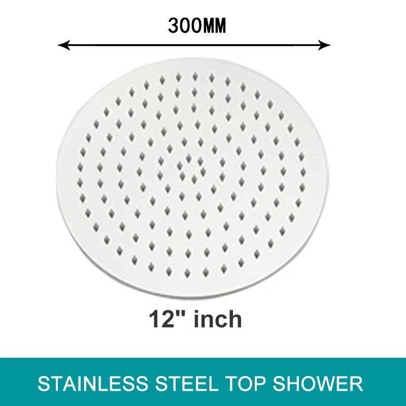 

Stainless Steel Top Ceiling Shower Head Overhead Bathroom Sprinkler Rainfall Spa Big Square Round Oval 8/10/12/16 inch