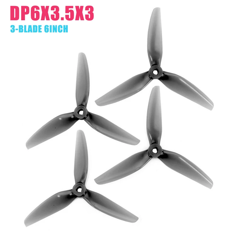 HQProp DP7X4X3/6X3.5X3/5.1X3.6X3 3-blade 7Inch/6Inch/5.1Inch Poly Carbonate POPO Propeller 2CW+2CCW Light Grey For RC Drone