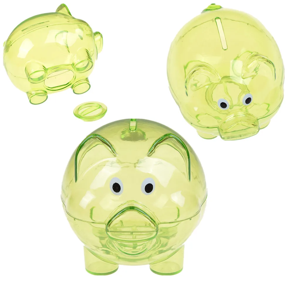 

New Arrival Plastic Transparent Money Saving Box Case Coins Kawaii Cartoon Pig Shaped Piggy Bank Atm Savings Bank Piggy Bank