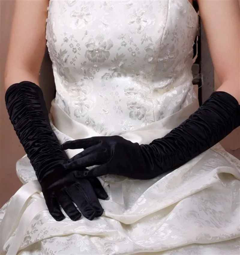 Женские атласные перчатки JIERUIZE белые черные красные для свадебной вечеринки