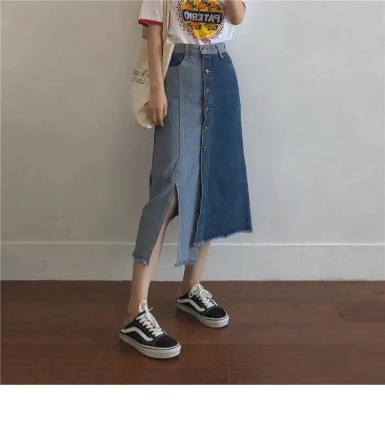 

5XL Woman faldas mujer school girls slim Cute fashion korean style winter Dark blue Denim Skirt faldas faldas mujer moda 2021