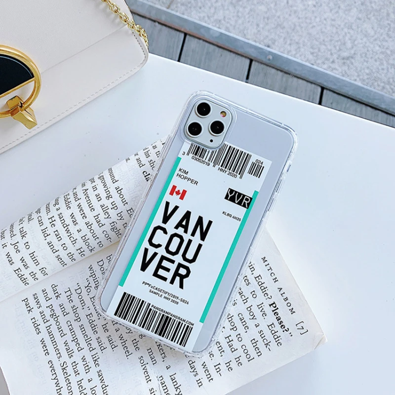 Ins Travel Label Country Phone Case For iPhone 11 Pro Max 7 8 6 6s Plus X XR XS Flight Ticket Letter Soft Silicone Back Cover | Мобильные