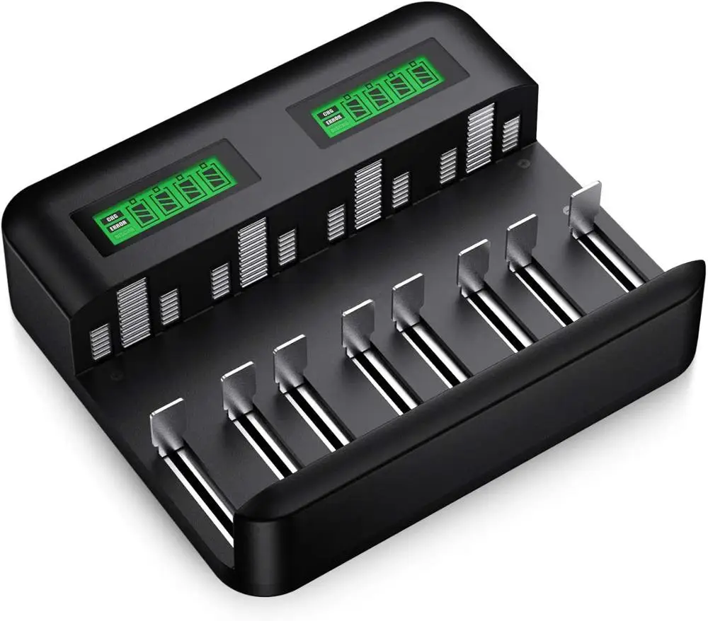 

LCD universal battery charger 8 Bay AA AAA C D battery charger suitable for rechargeable battery 1.2V Ni-Mh Ni-Cd Quick Charger